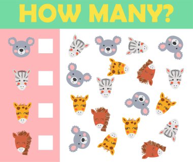 Anaokulu Çocukları İçin Hayvanların Matematiksel Oyununun Çizgi Filmleri