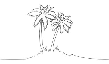 Hindistan cevizi ağaçlarının kesintisiz çizimi, doğa konsepti, yaz illüstrasyonu