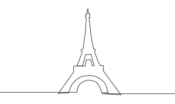 Linha Contínua Desenho Torre Eiffel Paris Atrações Ilustração — Vetor de Stock