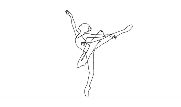 Kontinuerlig Enda Ritning Linje Konst Klotter Dans Balett Ballerina Dansare — Stock vektor