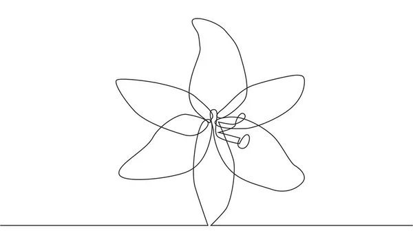 Сплошной Одиночный Рисунок Цветочной Лилии Ручной Работы Силуэт Линейное Искусство — стоковый вектор