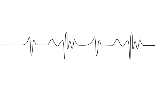 Cardiograma Cardíaco Contínuo Uma Linha Desenho Design Minimalismo Isolado Fundo — Vetor de Stock