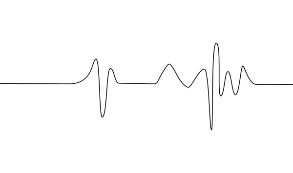 Cardiograma Cardíaco Contínuo Uma Linha Desenho Design Minimalismo Isolado Fundo — Vetor de Stock