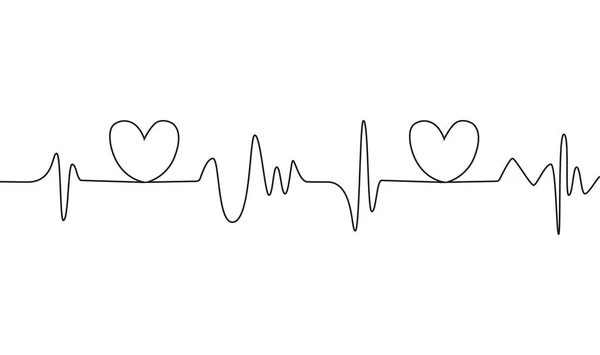 Cardiografía Continua Una Línea Dibujo Minimalismo Diseño Aislado Sobre Fondo — Vector de stock