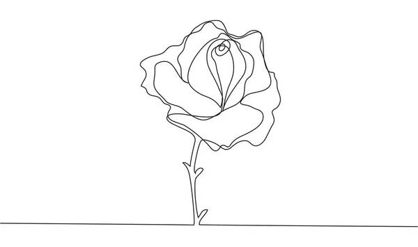 One Line Rose Design Hand Getekend Minimalisme Stijl Illustratie — Stockvector
