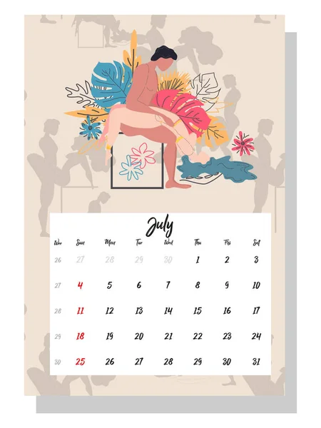 人は愛を作る 2021年のコンセプトカレンダー 美しいカップルのための1年の毎月 シルエット Kama経のポーズ — ストックベクタ