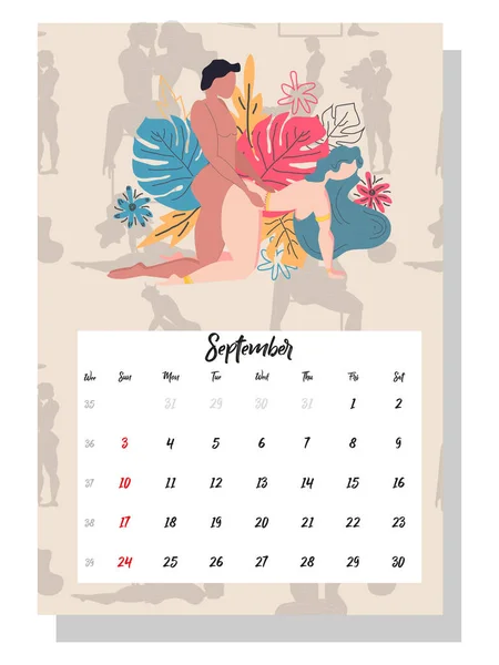 Lidé Milují Kalendář Koncepcí Rok2021 Krásné Páry Pro Každý Měsíc — Stockový vektor
