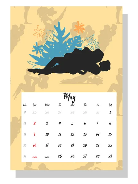 Gente Hace Amor Calendario Conceptual Para 2021 Hermosas Parejas Para — Vector de stock