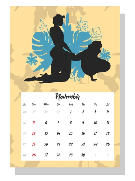 Pessoas Fazem Amor Calendário Conceito Para 2021 Belos Casais Para —  Vetores de Stock