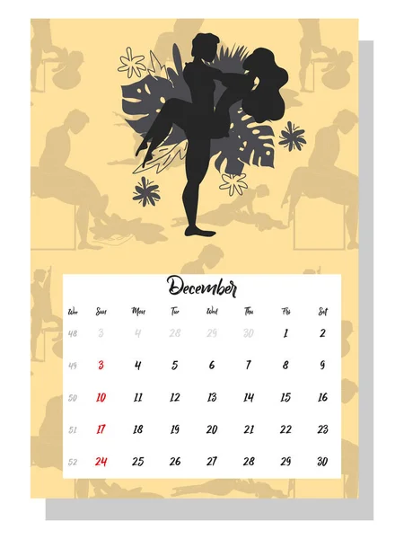 Gente Hace Amor Calendario Conceptual Para 2021 Hermosas Parejas Para — Vector de stock