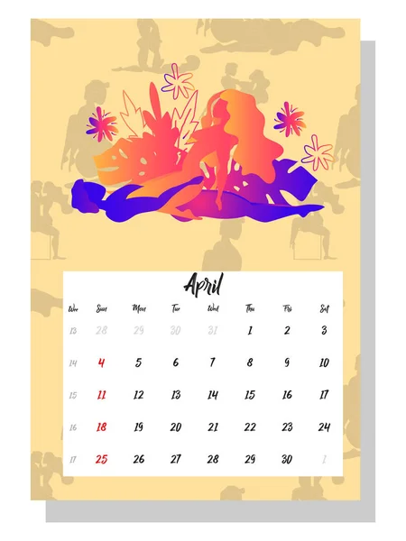 Gente Hace Amor Calendario Conceptual Para 2021 Hermosas Parejas Para — Vector de stock