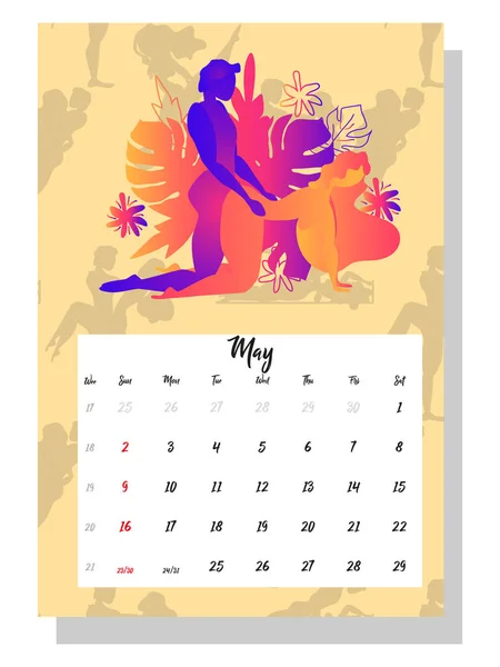 Pessoas Fazem Amor Calendário Conceito Para 2021 Belos Casais Para —  Vetores de Stock