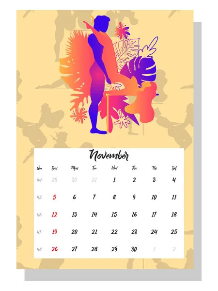 Gente Hace Amor Calendario Conceptual Para 2021 Hermosas Parejas Para — Vector de stock