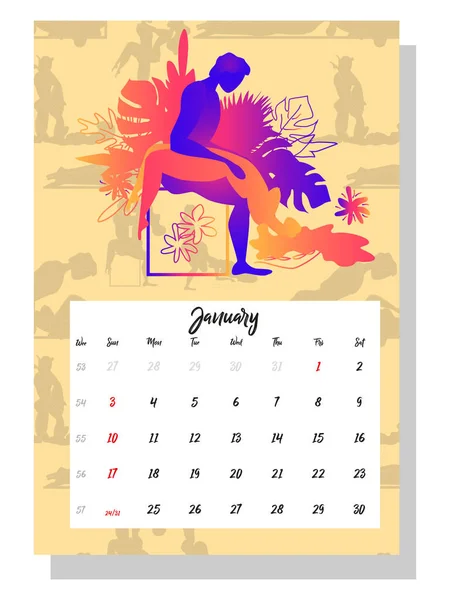 Gente Hace Amor Calendario Conceptual Para 2021 Hermosas Parejas Para — Archivo Imágenes Vectoriales
