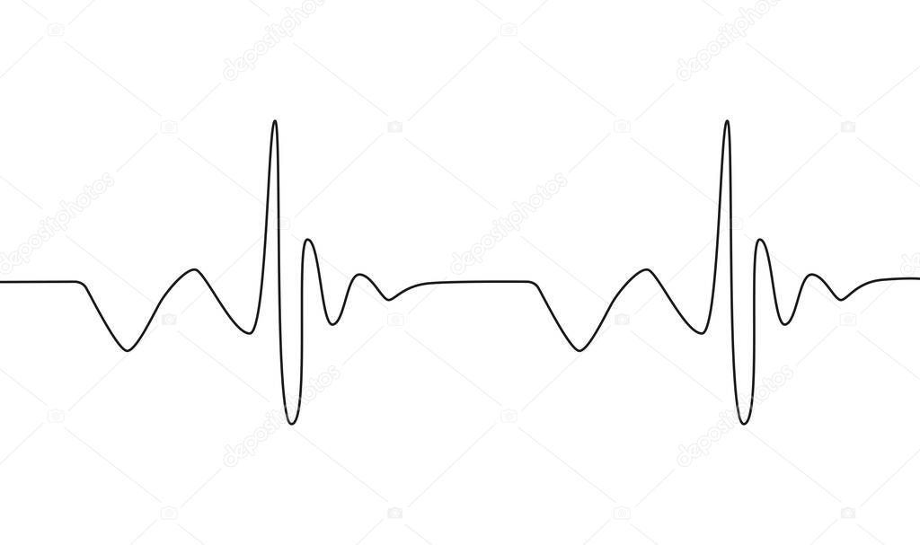 Heart cardiogram continuous one line drawing minimalism design isolated on white background