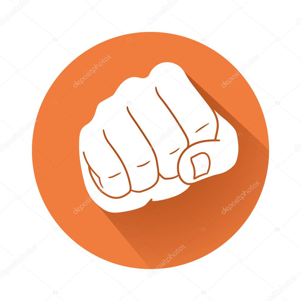 This is a fist symbol illustration on orange background