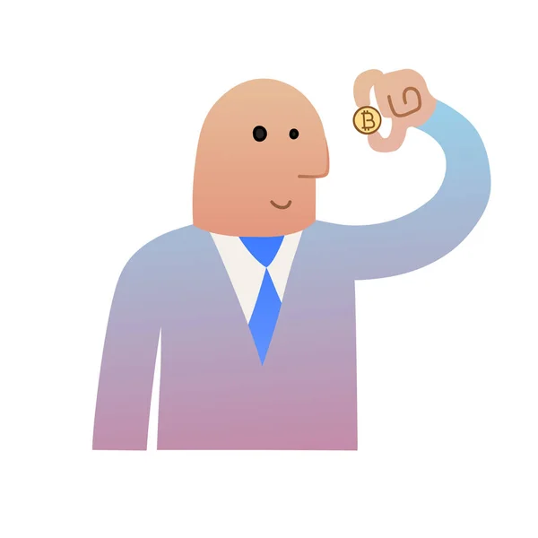 Ilustrace Podnikatel Bitcoin — Stockový vektor