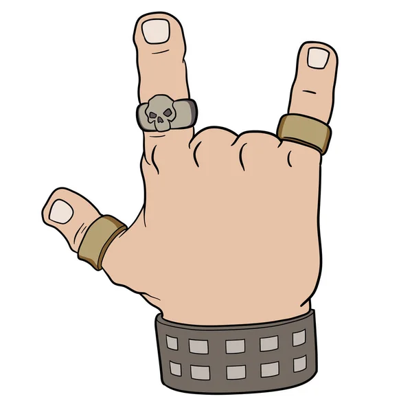 Illustration Hand Rock Gesture — Stock Vector