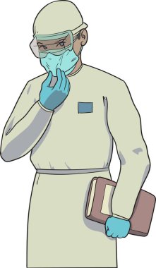 Maske takan bir doktorun resmi.