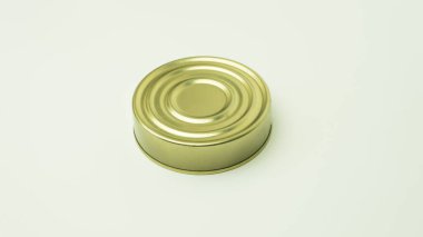 Uzun vadeli depolama için konserve kutusu. Beyaz bir arkaplanda izole edilmiş.