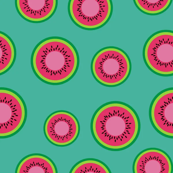 รูปแบบแตงโมไร้รอยต่อบนพื้นหลังสีเขียวอ่อน — ภาพเวกเตอร์สต็อก