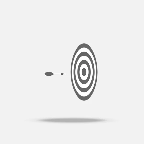 Tablero de dardos y flecha diseño plano icono de vector con sombra, signo de negocio, objetivo — Vector de stock