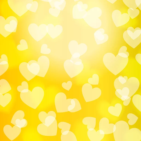 Geel gouden hart van de Bokeh, patroon, vector — Stockvector