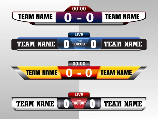 Futbol, futbol veya futsal, illüstrasyon vektör tasarım şablonu Ligi maç için yayın için çetele dijital ekraan grafik şablonu