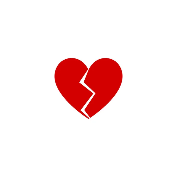 Coração quebrado vetor ícone de design plano — Vetor de Stock