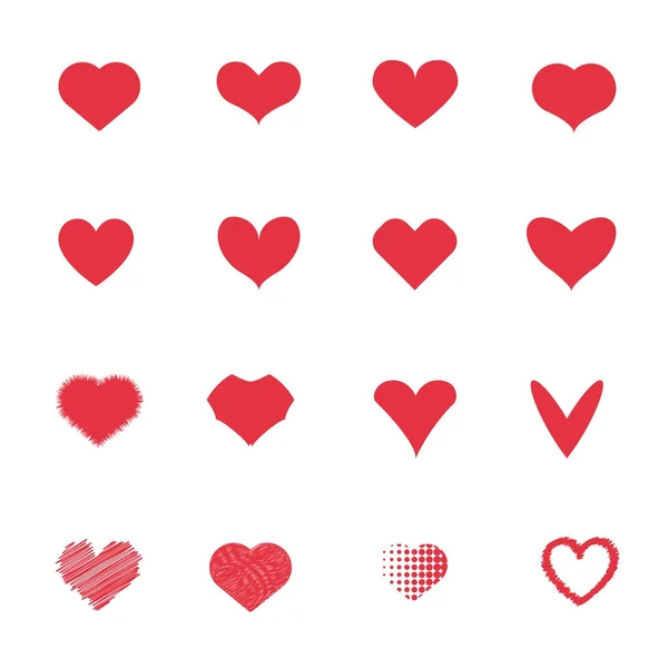 Ícones de coração vermelho. Amor e conceito romântico. Casais e Amor — Vetor de Stock