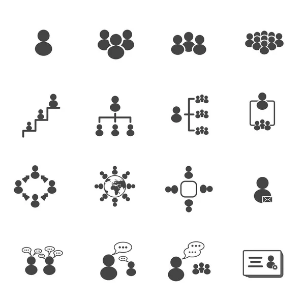 Pessoas em ícones do local de trabalho definido em fundo branco isolado. Conceito de Oficial e Chefe. Conceito de Líder e Seguidor. Vetor de ilustração — Vetor de Stock