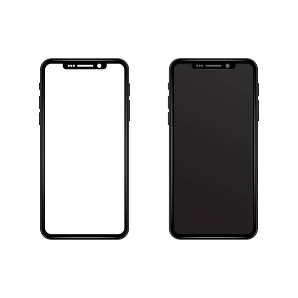 Black Gray Slim Phone Dengan Wallpaper Layar Putih Dan Hitam - Stok Vektor