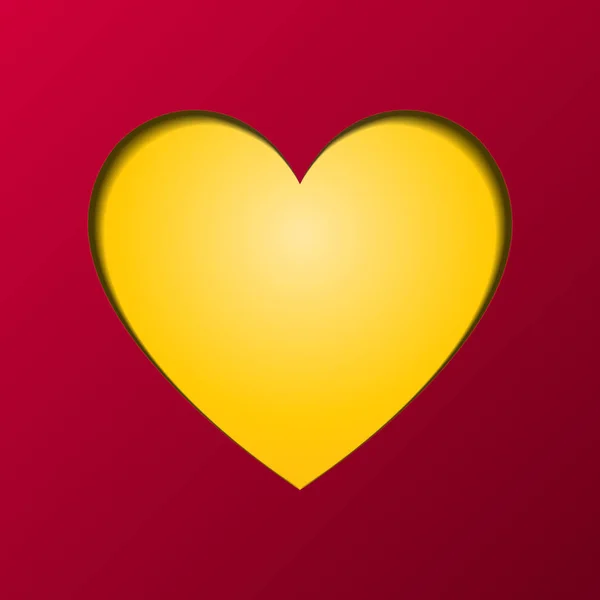 Feliz Dia dos Namorados vetor de cartão de saudação. Coração amarelo em middl — Vetor de Stock