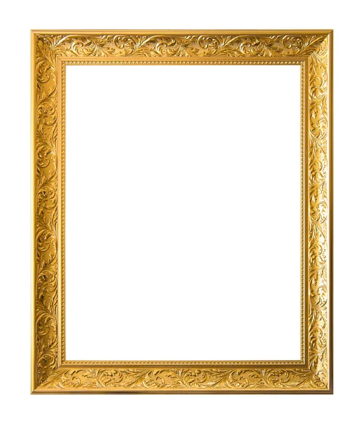 Gouden oude vintage houten frame geïsoleerd op witte achtergrond Stockafbeelding