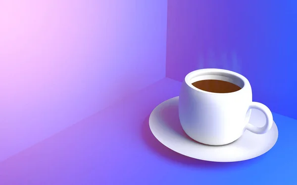 Taza de café blanco sobre el fondo azul —  Fotos de Stock