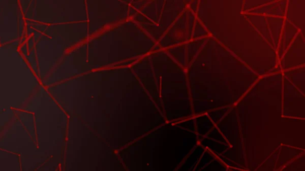 Abstract red blurred geometry wireframe network and connecting