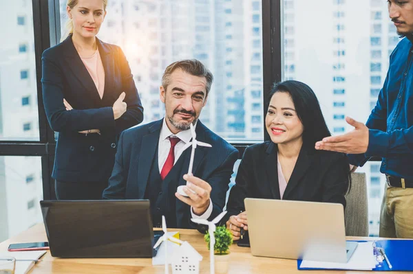 Business people having consultation about wind energy at company — Stock Photo, Image