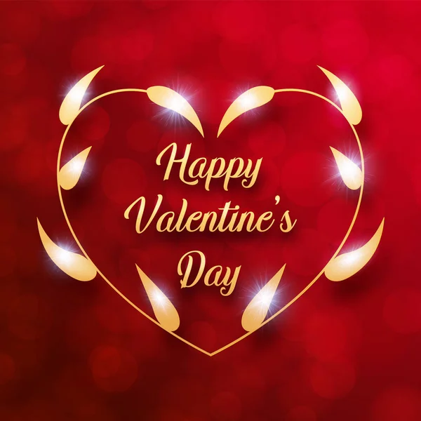 Gouden bladeren op ketting frame met Happy Valentijnsdag messag — Stockvector