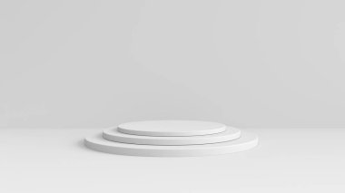White product stand on white background. Abstract minimal