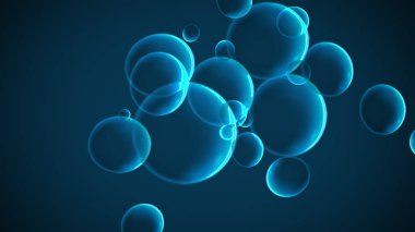 Bubble foam particle floating in air deep blue sea background