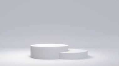 White product stand on white background. Abstract minimal