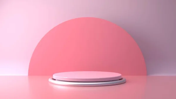 Pink pastel product stand on background. Abstract minimal — 스톡 사진