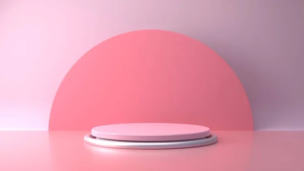 Pink pastel product stand on background. Abstract minimal
