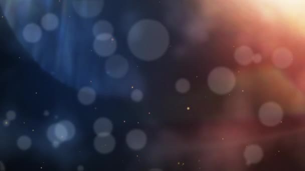 Abstract Defocused Blur Bokeh Particles Dropping Blue Orange Color Background — Stock Video