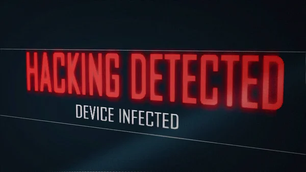 Hacking Terdeteksi Perangkat Terinfeksi Dari Virus Pada Layar Komputer Pixel — Stok Foto