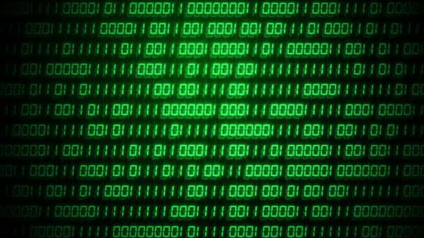 Digitális Bináris Kódszám Számítógép Képernyőjén Videó Hibahatással Zöld Digitális Szám — Stock videók