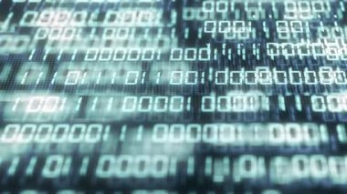 Bilgisayar ekranında video arızalı dijital ikili kod numarası var. Mavi yeşil dijital sayısal yazılım küresel ağı. Siber güvenlik ve bilgisayar korsanı konsepti. Büyük Data teknolojisi. 4K hareketi