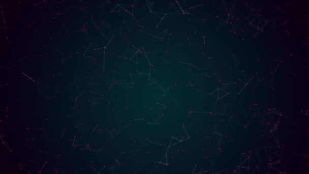 Abstract Plexus Red Dot Flying Wireframe Network Blue Space Background — Vídeo de Stock