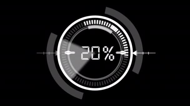 Hud Circle User Interface 100 Percentage Number Counting Black Background — Stock Video