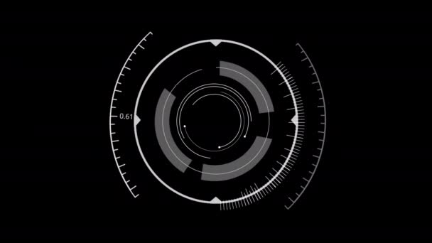 Hud Circle Benutzeroberfläche Auf Isoliertem Schwarzen Hintergrund Zielsuchbereich Und Scanelementthema — Stockvideo
